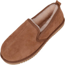 (UK7, Chestnut) Joshua, Genuine Sheepskin Slippers with Durable Sole