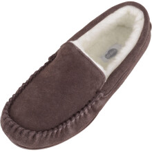 (UK7, Dark Brown) Hugo, Loafer Moccasin Suede Slipperswith Rubber Sole