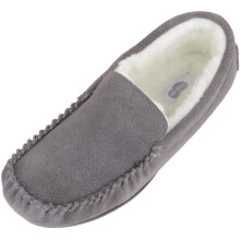 (UK12, Grey) Hugo, Loafer Moccasin Suede Slipperswith Rubber Sole