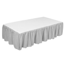 Mini Crib Bed Skirt - Double Layer Ruffle Dust Ruffle in Gray Brushed Microfiber for Nursery Bedding for Baby Girls and Boys