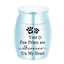 Personalized Engraving Mini Stainless Steel Keepsake Urn for Ashes, Small Funeral Container Jar for Human, Dog, Cat, 3 Blue