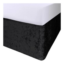 Thicken Crushed Velvet Divan Bed Base Wrap Valance Frame Cover with Elastic Belts, Black King Size 180x200x32cm