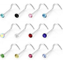 Nose Rings Studs L Shape Nose Screw Surgical Stainless Steel Nose Rings  Zircon  Nostril Nose Piercing Jewelry for Women Men Silver Rose Gold Black