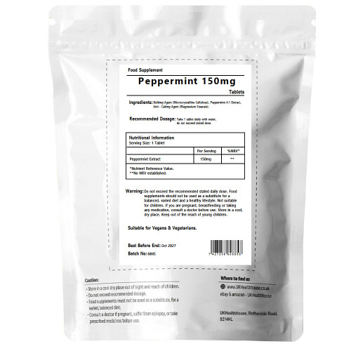 Peppermint Extract 150mg 30 Tablets, Bowel Relief Stomach Bloating 1