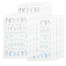 12 Stück Silberne Schmetterlings-Nailart-Aufkleber DIY Decal Maniküre Werkzeug