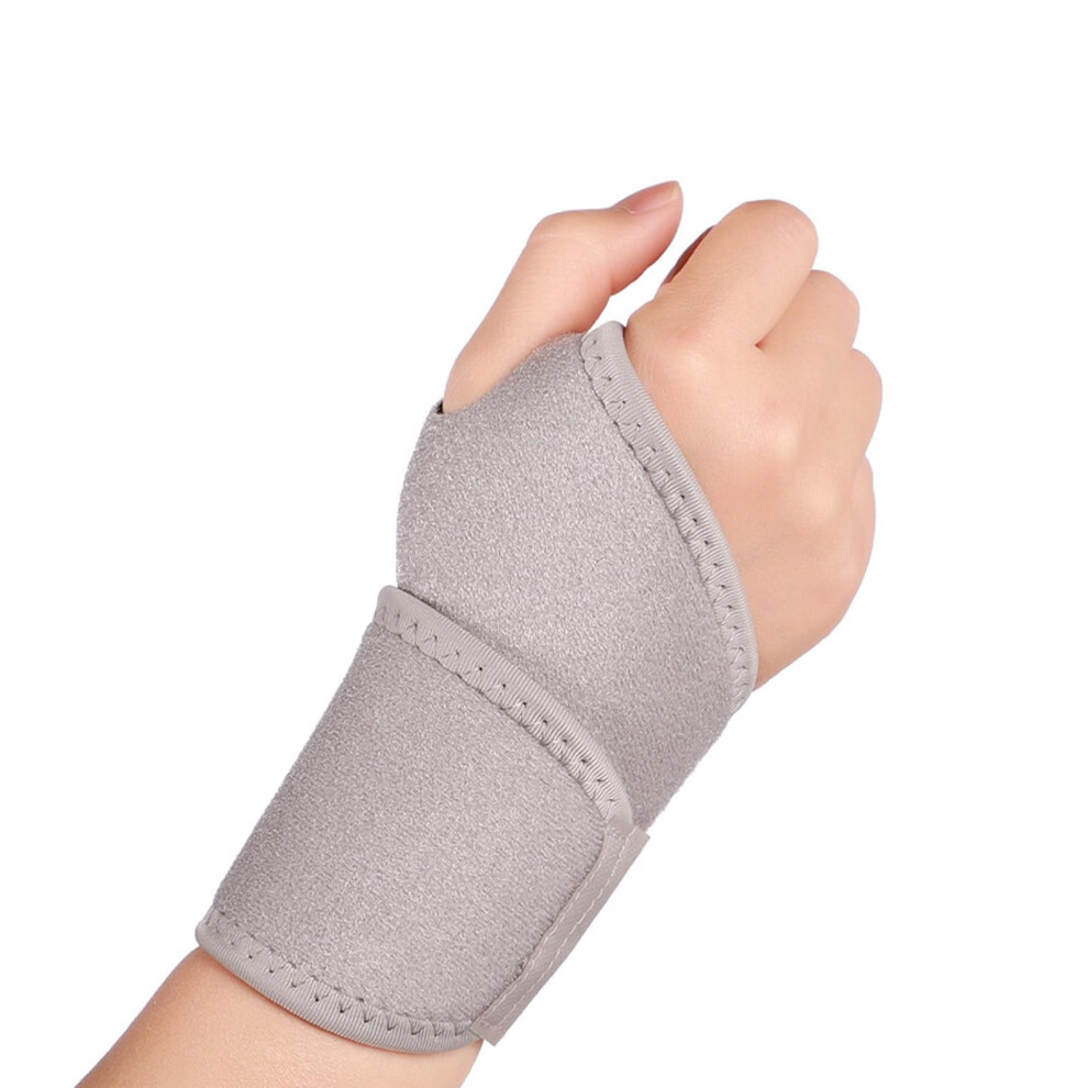 Grey Wrist And Thumb Brace Adjustable Compression Wrap Elastic Breathable Fitness Support For Gym Workouts