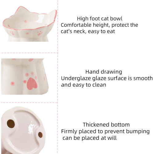 Ceramic Cat Feeder Elevated Bowls with Stand 15 Tilted Neck Protection Backflow Prevention Pink 1