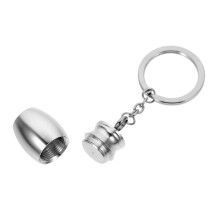 Mini Ash Key Chain Pendant Urn for Pet Ashes, Lightweight Silver Cremation Container for Dogs and Cats, 1.5x1.5x2.5cm