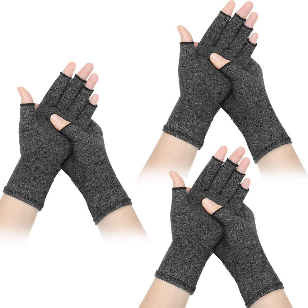 Arthritis Compression Gloves for Men and Women, 3 Pairs for Rheumatoid Arthritis, Osteoarthritis, Carpal Tunnel, Classic Style