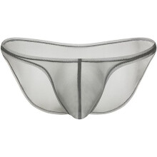 Ultra-Thin Transparent Ice Silk Briefs for Men XXL Soft Comfortable Sheer Dark Grey Bikini Thongs Sexy See Through Underwear