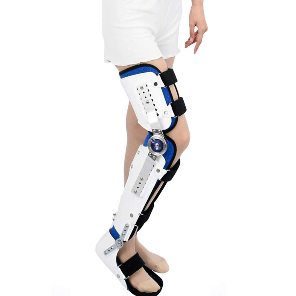 Hinged ROM Knee Foot Support Brace, Adjustable Post Op Immobilizer with Full Leg Stabilizer, Orthosis Splint for Recovery