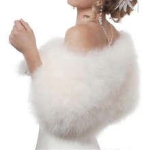 Luxurious Ostrich White Feather Wrap Bridal Fur Jacket Marriage Shrug Coat Bride Winter Wedding Party Fur Bolero Women Chaqueta