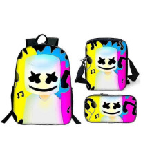 KINZON Dj Marshmellow Schoolbag Travel Backpack Shoulder Bag Pencil Case Gift for Kids Students S
