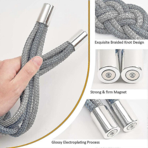 Magnetic Curtain Tiebacks,2pcs Curtain Tie Backs Clips Rope Holder 2
