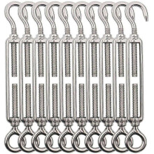 M5 Turnbuckle Hook and Eye, 10pcs Stainless Steel Turnbuckle Wire Tensioner, Heavy Duty Adjustable Turnbuckles for Garden Wire, Fence Wire, Outdoor Ha