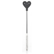 Adult Sex Toys Leather Paddle Heart-Shaped Spanking Paddle with Long Handle and Diamond Whip Black 14 Inch