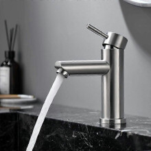Basin Sink Faucet, Single Lever Basin Mixer in 304 Stainless Steel, Modern Bathroom Mixer Tap Design, Adjustable Hot and Cold