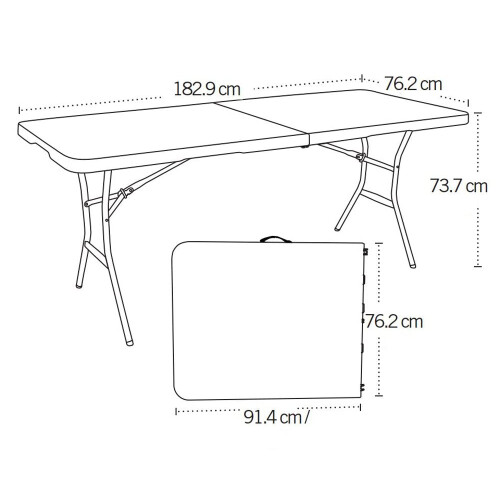Lifetime 6 Ft 1.83m Essential Foldinhalf Table White Granite 2
