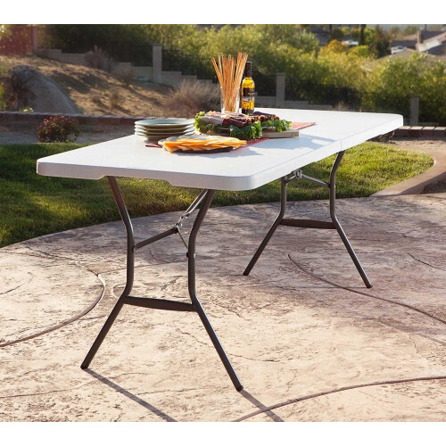 Lifetime 6 Ft 1.83m Essential Foldinhalf Table White Granite 1