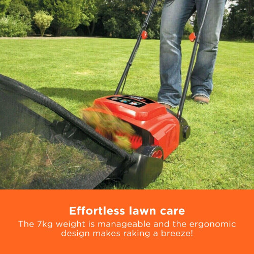 Black + Decker Black Decker Lawn Raker 600W Adjustable Height Scarifier with Large 1