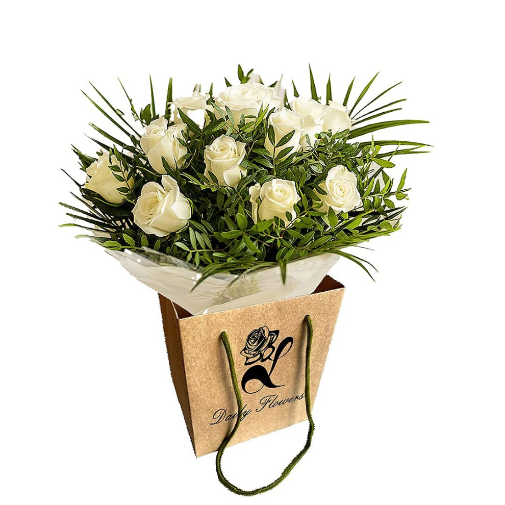 Pure Delight White Roses Bouquet Fresh Cut Flowers for Summer-image-OPC-PKB79DJ-NEW