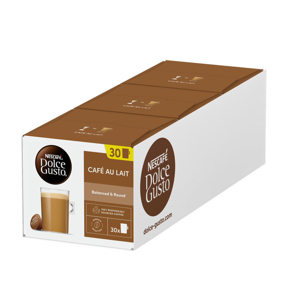 Nescafe Dolce Gusto Caf Au Lait Coffee Pods Pack Of 3 Total 90