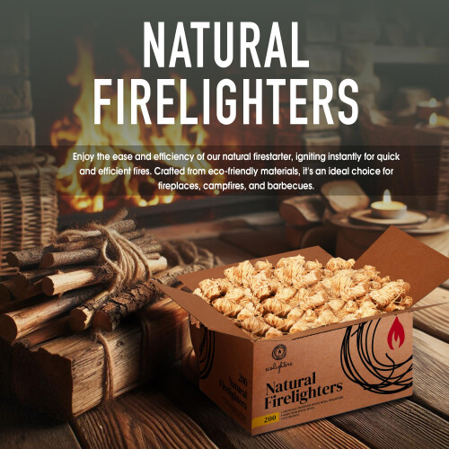 200 Natural Firelighters for Wood Burners Fire Lighters Firelighter 1
