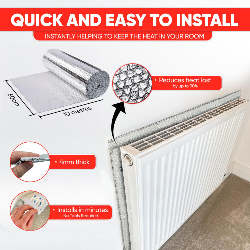 Radiator Foil Reflector Roll 10m Heat Reflective Insulation Sheet 2