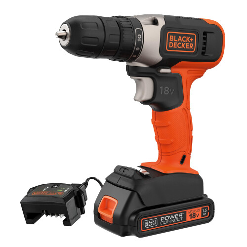 Black + Decker Black Decker 18V Cordless 37Nm Torque Drill Driver with LED Worklight