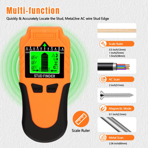 Stud Finder Wall Scanner 6 in 1 Upgraded Detector with Lcd Display 1