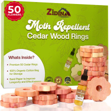 Zidina Moth Repellent for Wardrobes - 50 Rings Natural Cedar Anti