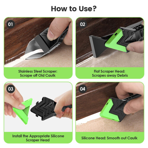 Caulking Tool Kit 3 in 1 with Wallpaper Paint Scraper Caulk Remover 2
