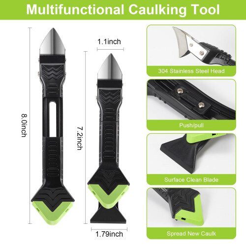 Caulking Tool Kit 3 in 1 with Wallpaper Paint Scraper Caulk Remover 1
