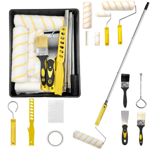 Paint Tray Set 17 Pcs Roller Kit Rollers 9 Inch Small 4 and Trays Sets
