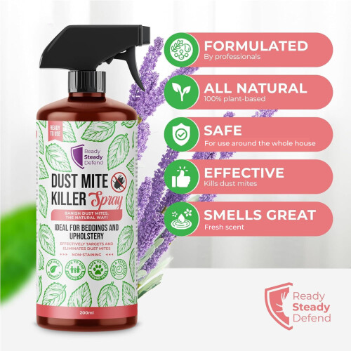 Dust Mite Killer Spray 200ml - Nonstaining Quick Action with Natural 1