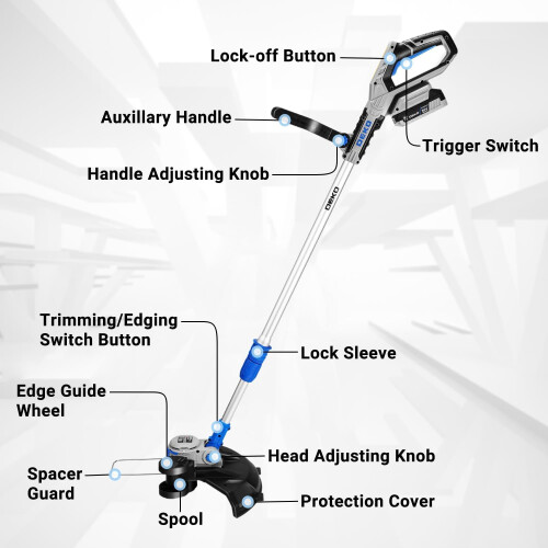 String Trimmer Cordless with 2 Batteries and Chargerdekopro 20V Weed 1