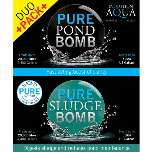 Evolution Aqua Evolution Aqua Pure Duo Pack Pond Bomb Sludge Clear Water Treatment 2