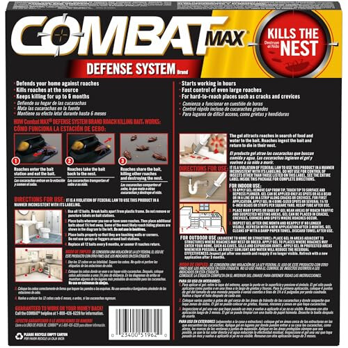 Combat Max Defense System Brand Small Roach Killing Bait and Gel 12 2