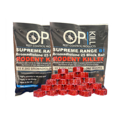 Opkill Rat Poison Mouse Killer Twin Pack 600g Strongest Bait Available