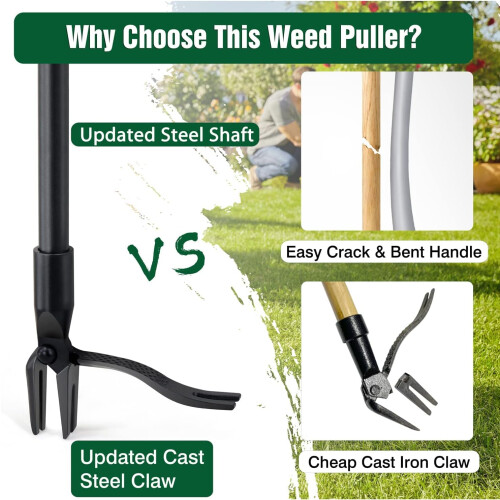 Jardineer Weed Remover Tool Stand Up Puller Root with 4 Claws 45 Long 1