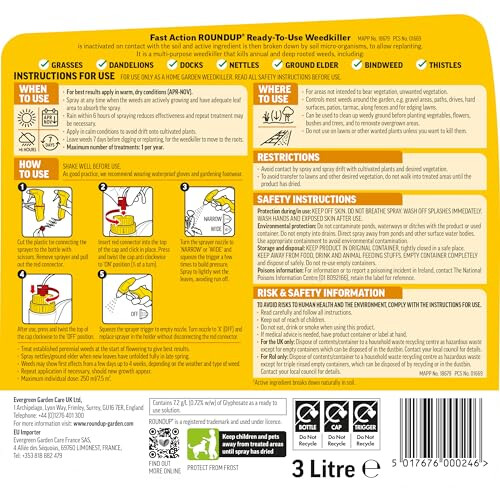 Roundup Roundup Fast Action Weedkiller Ready to Use Manual Spray 3L 1