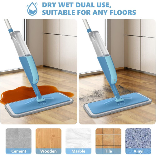 Papclean Microfibre Spray Mop with 3 Reusable Pads and Refillable 2