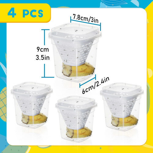 Plai 4 Pack Fruit Fly Trap Effective No Baited Indoor Catcher Reusable 1