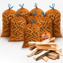8 Nets of Kiln Dried Kindling Wood - Approx 20kg Box Bags Natural