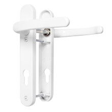 Upvc Door Handles Set - White Lever 92mm Pz Centres 122mm Screw to