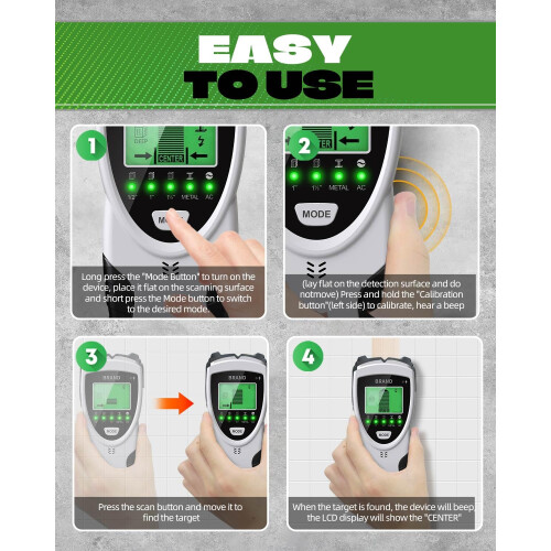 Zumhigh 5in1 Wall Scanner with Lcd Display Stud Detector Wire Metal 2