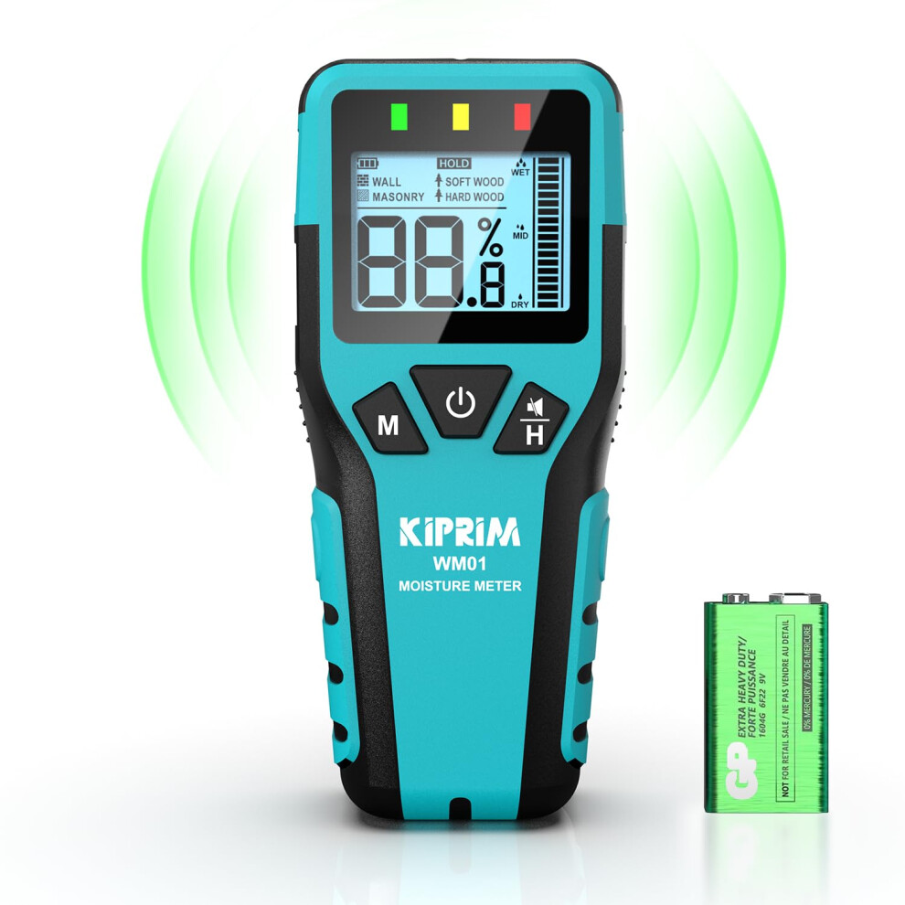 Kiprim Pinless Damp Meter Moisture For Wood Walls Masonry Accurate 87880823