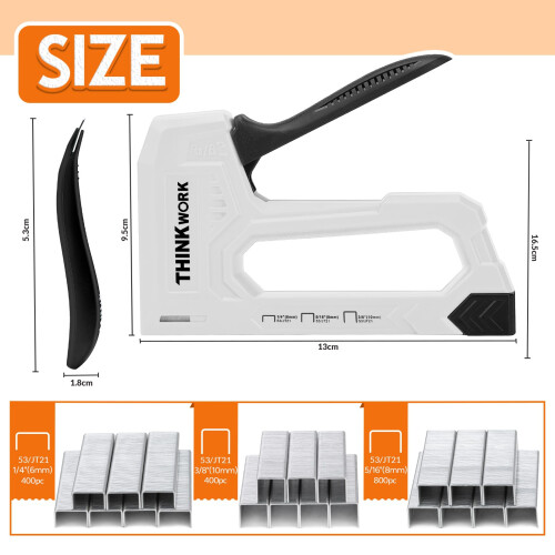 Thinkwork Light Duty Staple Gun - Upholstery for Wood with 1600pcs 1