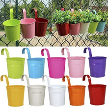 Ogima 10 X Metal Iron Flower Pot Vase Hanging Balcony Garden Planter
