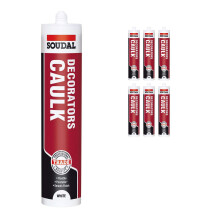 Pack of 6 Soudal Decorator Caulk Gap Crack Filler Acrylic Silcone